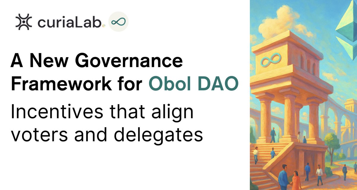 1/ A New Governance Framework for Obol DAO 💚

OIP #4 from <a href="/Obol_Collective/">Obol Collective</a> proposes a new framework that links compensation, reputation, and staking rewards all onchain and transparently verifiable.

• Active delegates get paid for contribution
• Delegation impacts staking