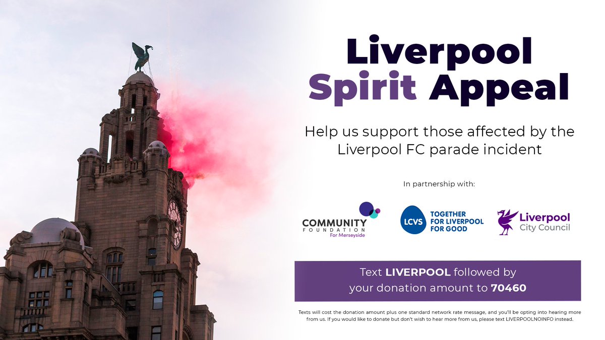 Community Foundation for Merseyside (@cf_merseyside) on Twitter photo #LiverpoolSpiritAppeal launched in partnership with <a href="/LiverpoolCVS/">Bluesky: tinyurl.com/BlueskyLCVS</a> and endorsed by <a href="/lpoolcouncil/">Liverpool City Council</a> with generous pledges £10,000 from <a href="/Carra23/">Jamie Carragher</a> <a href="/JC23Foundation/">23 Foundation</a> and the Blue Sky Foundation. We need your help to reach everyone in need.
🔗 Donate now: justgiving.com/campaign/liver…
#YNWA #LiverpoolSpiritAppeal launched in partnership with <a href="/LiverpoolCVS/">Bluesky: tinyurl.com/BlueskyLCVS</a> and endorsed by <a href="/lpoolcouncil/">Liverpool City Council</a> with generous pledges £10,000 from <a href="/Carra23/">Jamie Carragher</a> <a href="/JC23Foundation/">23 Foundation</a> and the Blue Sky Foundation. We need your help to reach everyone in need.
🔗 Donate now: justgiving.com/campaign/liver…
#YNWA