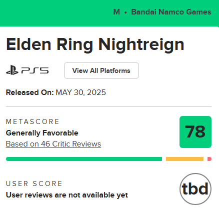 🚨CONFIRA

Elden Ring Nightreign estreia com nota 78 no Metacritic!

No geral as criticas giram em torno da experiência solo que não é boa, um pós game não muito variado e algumas decisões ruins de balanceamento do jogo.