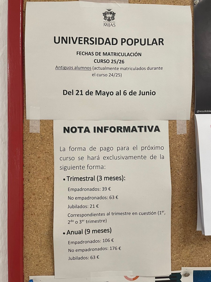 ❌ Ana Mata ha eliminado el pago mensual de los talleres de la Universidad Popular afectando a más de 3.000 usuarios

👎 Una situación que incumple la ordenanza de precios públicos

👉Desde aquí pedimos que vuelvan a incluir esta opción y deje de hacer daño a la UP y sus usuarios