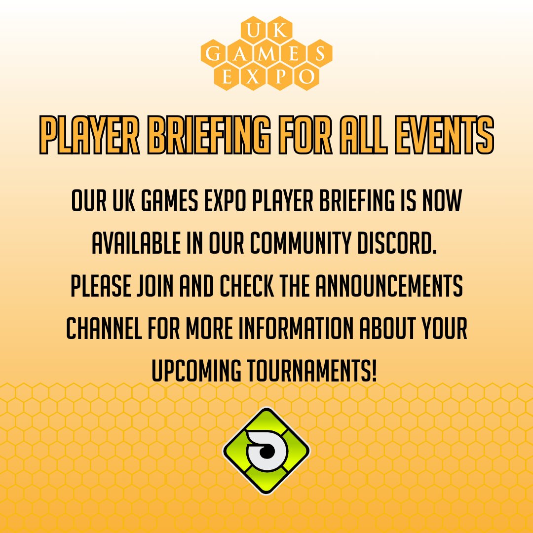 🎮 Calling all UK Games Expo Players! 🎮

Our Player Briefing is now live on the Official Community Discord!

Get the inside scoop on your upcoming tournaments, stay connected with OPE, chat with fellow players, and get hyped for your favorite games.

💬 Join us here: