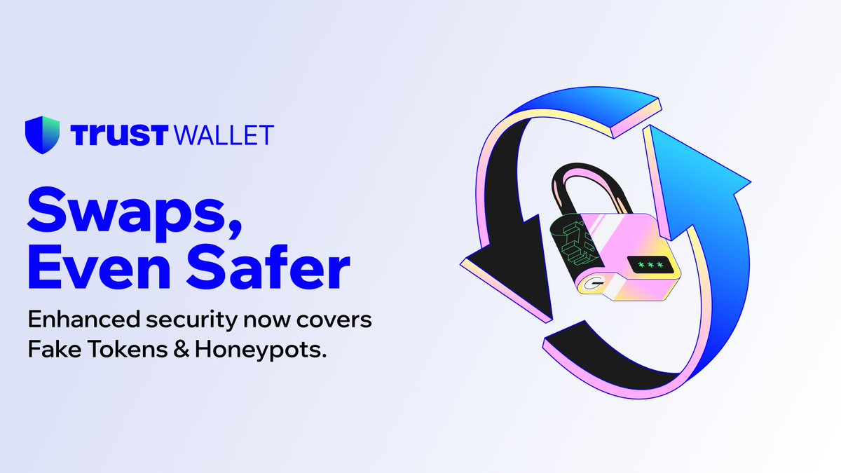 TrustWallet's tweet image. Swaps just got even safer in Trust Wallet. 🛡

Trust Wallet now flags fake tokens and honeypots right in your swap flow. Integrated with @GoPlusSecurity so you stay one step ahead of scammers.

Learn more about Trust Wallet’s security measures: trustwallet.com/blog/security/…