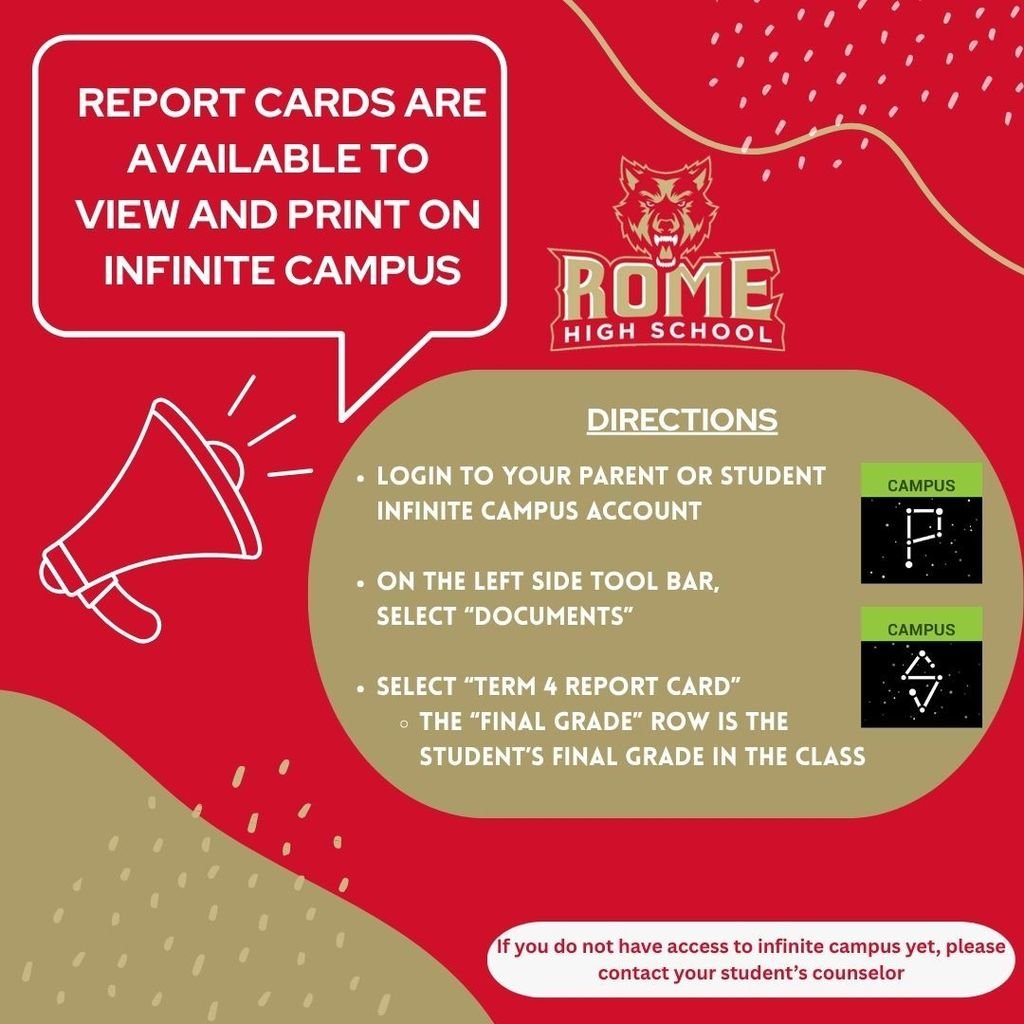 Report cards are available on Infinite Campus.