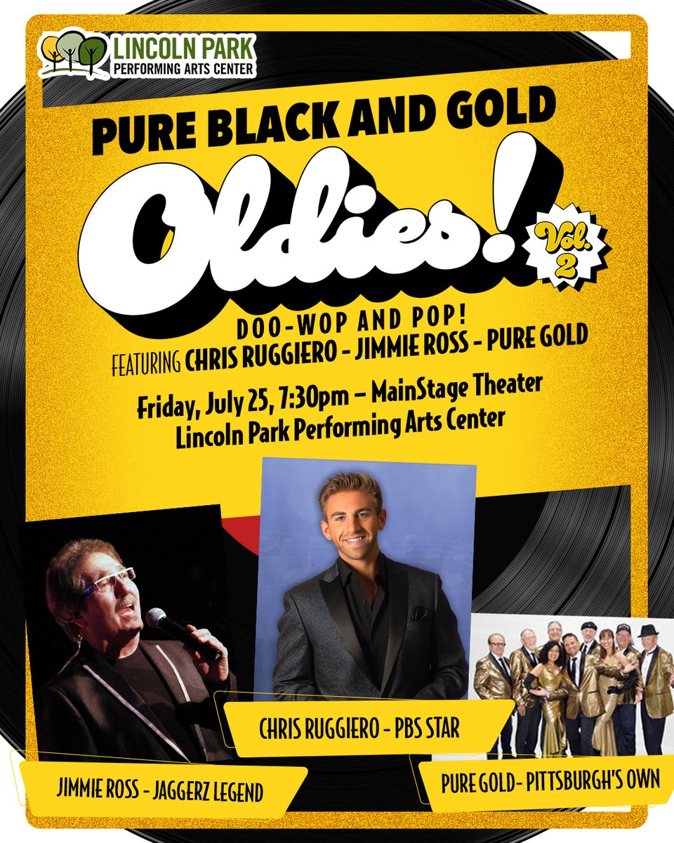 Step into a musical time machine and relive the golden era of doo-wop, pop, rock and Motown. 📻📀🎫 Catch PURE BLACK AND GOLD OLDIES with Chris Ruggiero, Jimmie Ross, and Pure Gold – LIVE on July 25 AT 7:30 PM!✨ lincolnparkarts.org