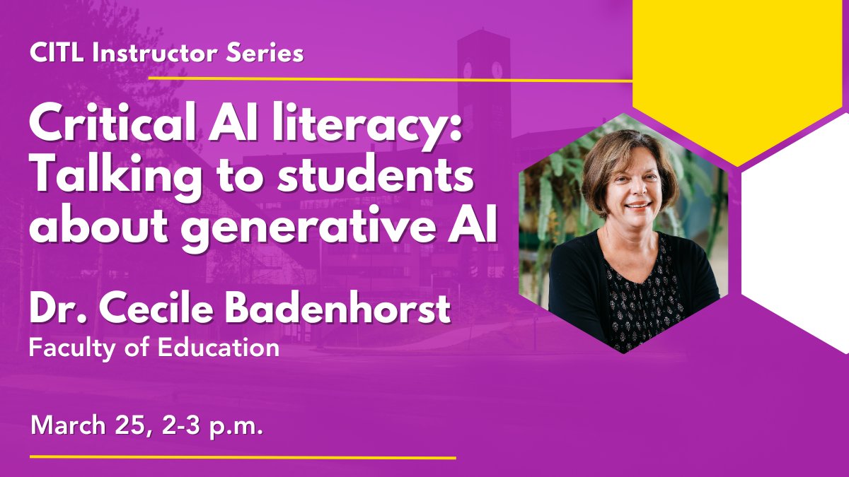 This #CITLInstructorSeries session from the Winter 2025 semester explores strategies to help students navigate the challenges of generative AI and develop practical ethical principles for decision-making, particularly in reading and writing ow.ly/HYml50VYMcE