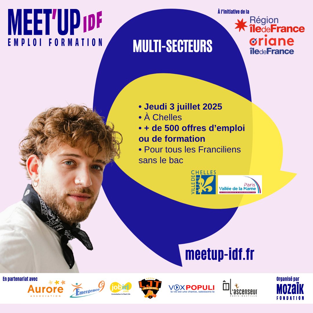 Région Île-de-France (@iledefrance) on Twitter photo 📢 🔥 Boostez votre avenir, même sans le bac, avec un nouveau Meet’Up IDF Emploi Formation de la #RégionIDF & <a href="/Oriane_IDF/">Oriane Île-de-France</a> !
💼 Coaching & entretiens avec des recruteurs dans de nombreux secteurs, organisé par <a href="/MozaikFondation/">Fondation Mozaïk</a>.
📆 3/07 à Chelles (77)⬇️
iledefrance.fr/tous-les-evene… 📢 🔥 Boostez votre avenir, même sans le bac, avec un nouveau Meet’Up IDF Emploi Formation de la #RégionIDF & <a href="/Oriane_IDF/">Oriane Île-de-France</a> !
💼 Coaching & entretiens avec des recruteurs dans de nombreux secteurs, organisé par <a href="/MozaikFondation/">Fondation Mozaïk</a>.
📆 3/07 à Chelles (77)⬇️
iledefrance.fr/tous-les-evene…