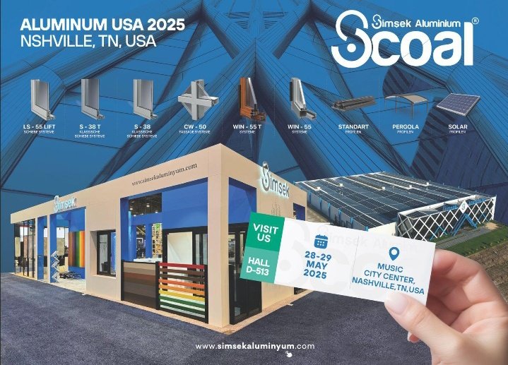 Şimşek Alüminyum olarak, Nashville'da düzenlenen olan prestijli bir fuara katılmanın heyecanını yaşıyoruz! Sektördeki en yeni ve en yenilikçi ürünlerimizi sergilemek için bu büyük fırsatı değerlendireceğiz.
Sizleri de bu heyecana ortak olmaya davet ediyoruz.