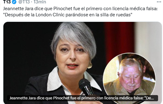 Otra mentira de Jeannette Jara.  A Pinochet no podrían haberle dado ninguna licencia porque en ese momento ya estaba retirado.  Pero estos zurdos son ignorantes, no leen, no se informan