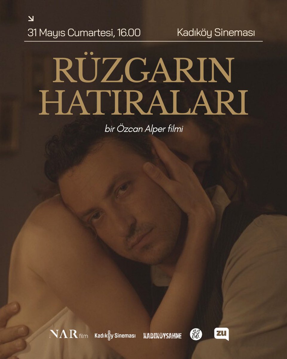 🎬 Onur Saylak, Murat Daltaban, Mustafa Uğurlu ve Tuba Büyüküstün’ü buluşturan kadrosu kadar Andreas Sinanos’un ödüllü görüntü yönetimiyle de etkileyen RÜZGARIN HATIRALARI, 31 Mayıs Cumartesi saat 16:00’da Kadıköy Sineması’nda.