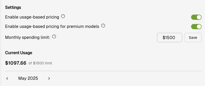 Does anyone have a higher Cursor monthly usage than this?