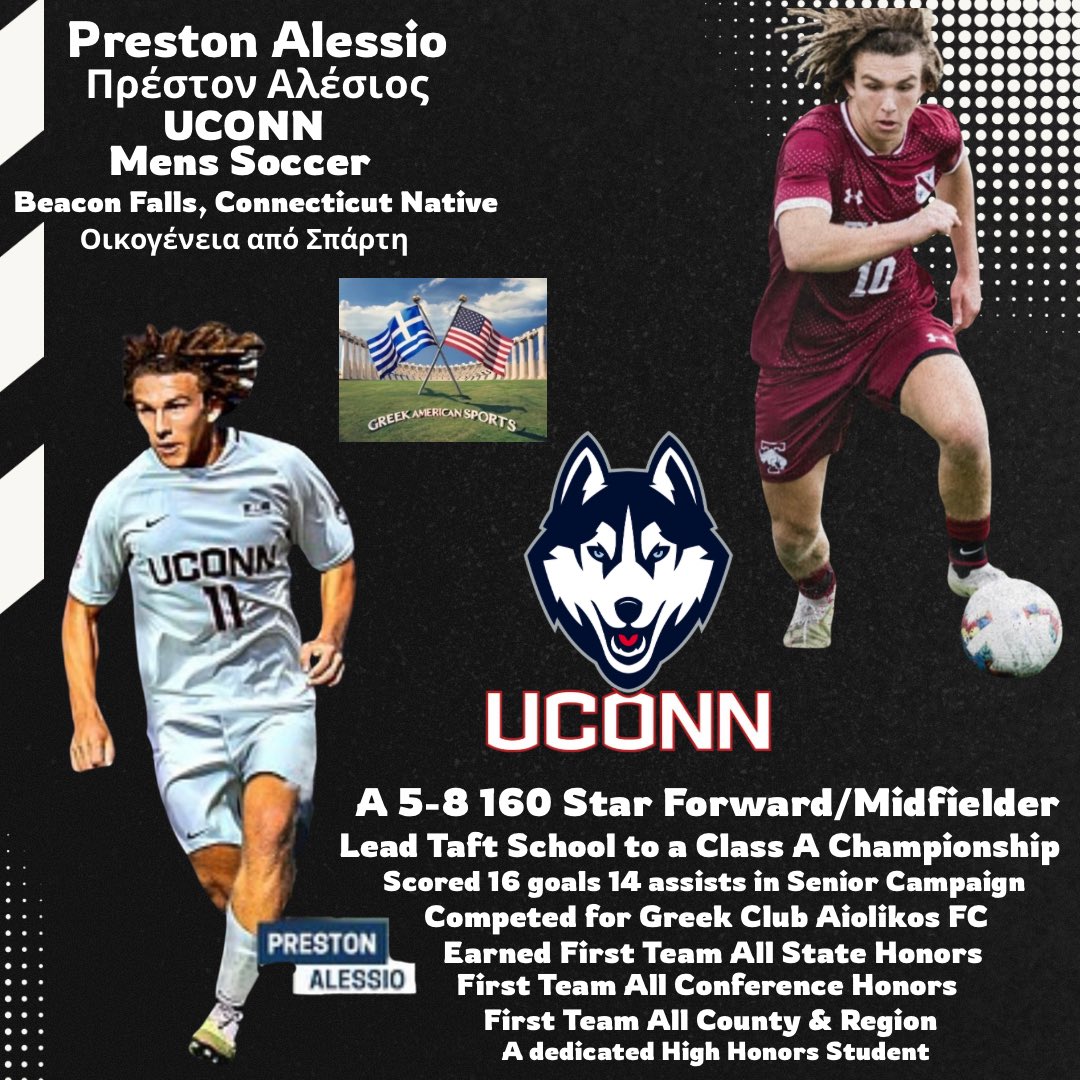 Nayia Chrysanthopoulos &amp; Preston Alessio 
Two Greek-American student-athletes commit Division I to UCONN!
• Nayia – Rowing 🚣‍♀️
• Preston – Soccer ⚽
• Excelling in both Education &amp; Athletics.
Μπράβο παιδιά!
Read more below!#GreekAmericanSports