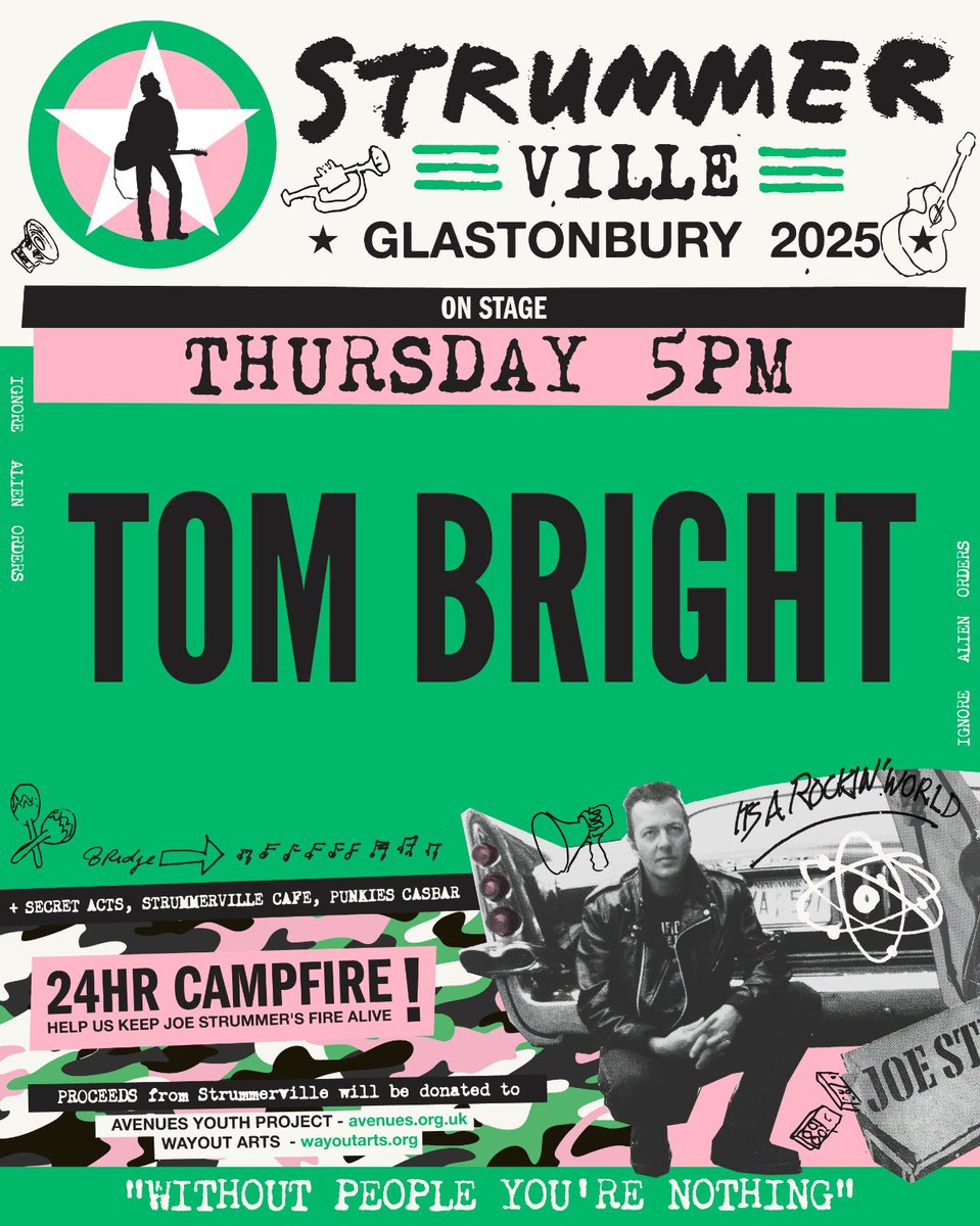 Tom Bright (@tombrightmusic) on Twitter photo .@GLASTONBURY❕go on then… 🕺🏻
Thurs 26 June 🎪 5pm on the STRUMMERVILLE stage 📍 see you there, you glorious Glasto-goers, and big love <a href="/joestrummerfund/">The Joe Strummer Fund</a> 🏕️
If you’re not on those fields, have a gander at elsewhere: tombright.co.uk/live 🚘 .@GLASTONBURY❕go on then… 🕺🏻
Thurs 26 June 🎪 5pm on the STRUMMERVILLE stage 📍 see you there, you glorious Glasto-goers, and big love <a href="/joestrummerfund/">The Joe Strummer Fund</a> 🏕️
If you’re not on those fields, have a gander at elsewhere: tombright.co.uk/live 🚘