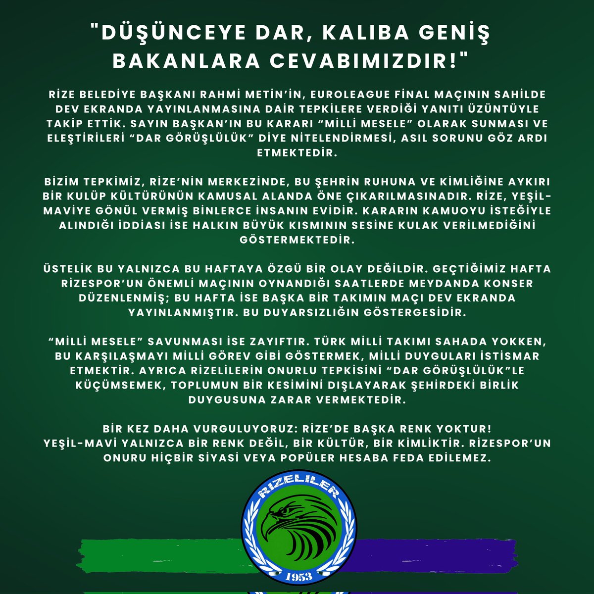 "Düşünceye Dar, Kalıba Geniş Bakanlara Cevabımızdır!"

<a href="/rizebelediye/">Rize Belediyesi</a> 
<a href="/rahmimetin/">Rahmi Metin</a>