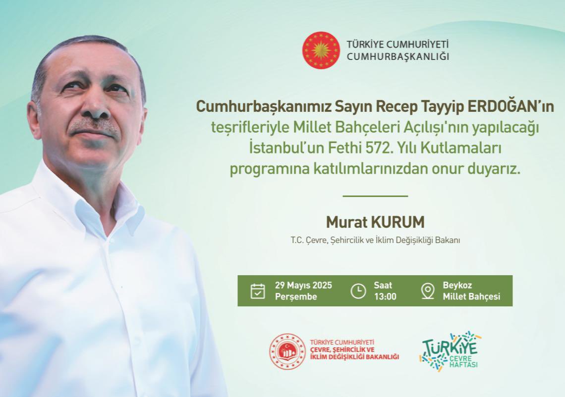 Cumhurbaşkanımız ve Genel Başkanımız Sayın Recep Tayyip ERDOĞAN’ın teşrifleriyle,

 "İstanbul’un Fethinin 572. Yılı Kutlamaları ve Millet Bahçeleri Açılışı” programında buluşuyoruz!

📅 29 Mayıs Perşembe
🕒 13.00
📍 Beykoz Millet Bahçesi

<a href="/abdullahozdemir/">Abdullah Özdemir</a>