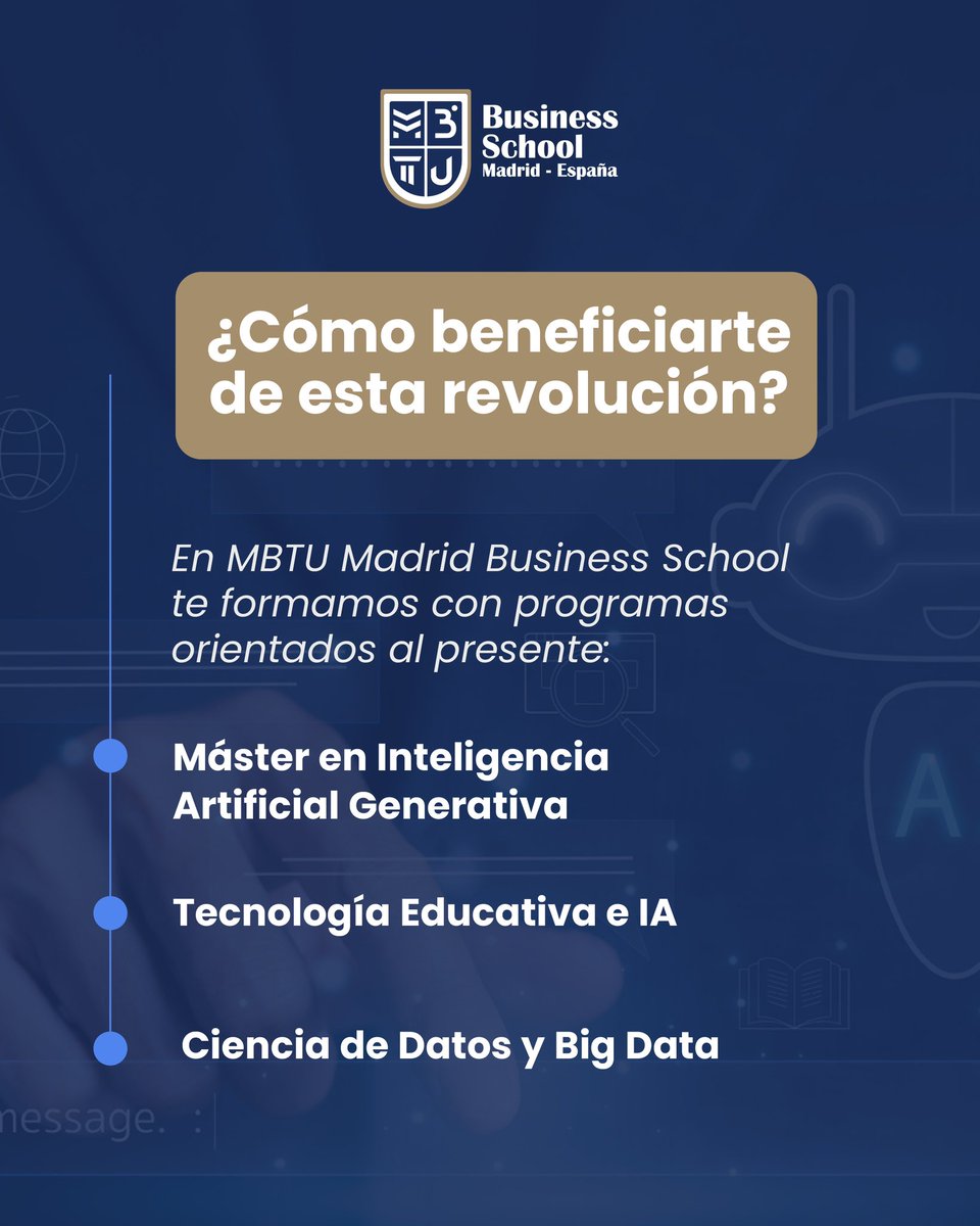 mbtues's tweet photo. ¿Sabías que la Inteligencia Artificial ya forma parte de tu entorno laboral?
No es el futuro… ¡es el presente! Automatización, análisis de datos y decisiones inteligentes ya están transformando cómo trabajamos

#IAenElTrabajo #FuturoDigital #EducaciónConTecnología #MBTU #BigData https://t.co/XYe3xCDusN