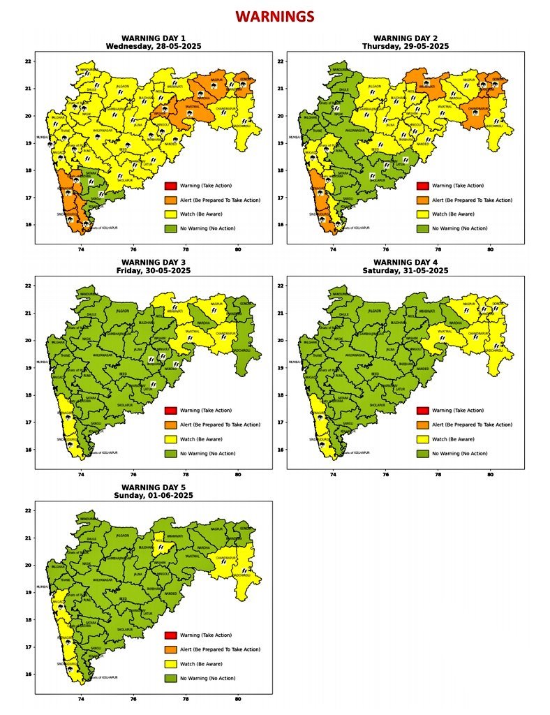 As per imd there are no alerts for pune city from 29may-1june.