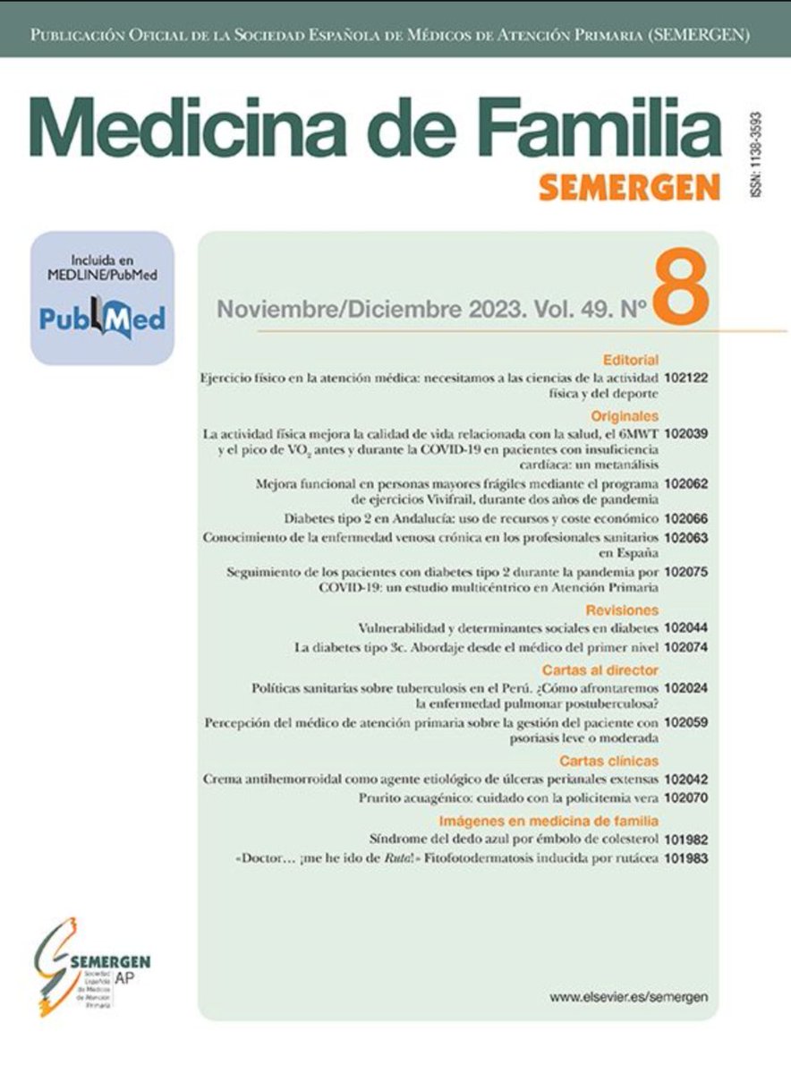 Revisa el último número de la Revista Medicina de Familia-SEMERGEN
👉f.mtr.cool/dujprmhdwq
Con revisión por pares, la revista busca identificar y dar respuesta a preguntas sobre la atención primaria de salud y la provisión de atención de alta calidad centrada en el paciente y