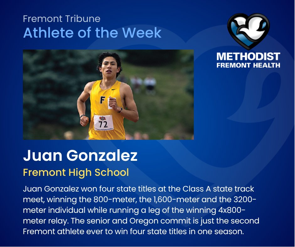 Congratulations to Juan Gonzalez, our Athlete of the Week! <a href="/fhstigersports/">FHS ACTIVITIES</a> <a href="/Fremonttrack/">Fremont Boys Track</a> <a href="/fhstigersbelong/">Fremont High School Official Page!</a> #nebpreps