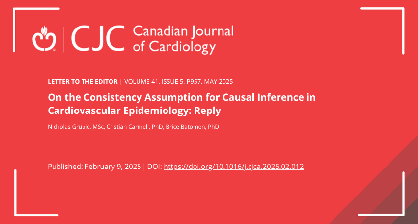CJC Journals (@cjcjournals) on Twitter photo ✍️ Read a new #LetterToTheEditor outlining the consistency assumption for casual inference in #cardiovascular epidemiology ⬇️
onlinecjc.ca/article/S0828-…
<a href="/CristianCarmeli/">Cristian CARMELI</a> #CJC ✍️ Read a new #LetterToTheEditor outlining the consistency assumption for casual inference in #cardiovascular epidemiology ⬇️
onlinecjc.ca/article/S0828-…
<a href="/CristianCarmeli/">Cristian CARMELI</a> #CJC