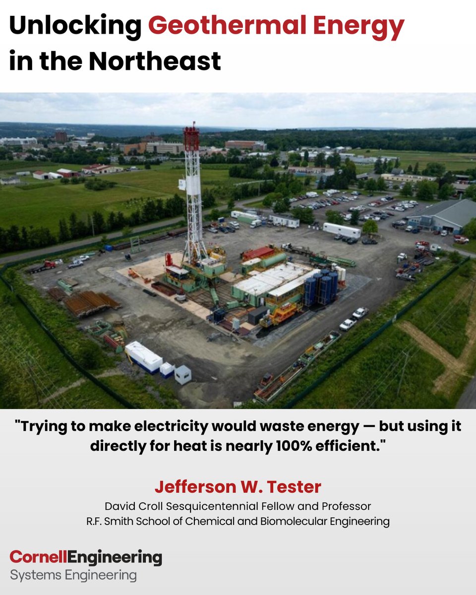 CornellSystems's tweet image. π₯ βIf we use it directly as heat, we can use almost all of it.β β Jeff Tester, Cornell professor and lead scientist for Earth Source Heat.
Testerβs work is reshaping how we think about energy in places like Ithaca, NY πβ¨οΈ
Learn more here: tinyurl.com/4s4jk52v