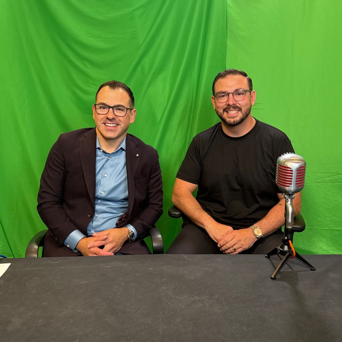 Behind the mic with Sean DeDeyn of The Axel Group while recording The Anti-Architect Podcast.

Sean was a soundbite machine - dropping sharp advice about recruiting that made me seriously rethink how we approach hiring at <a href="/Mancini_Duffy/">Mancini Duffy</a>. 

🔗: bit.ly/3YJBZ4w

#BTS