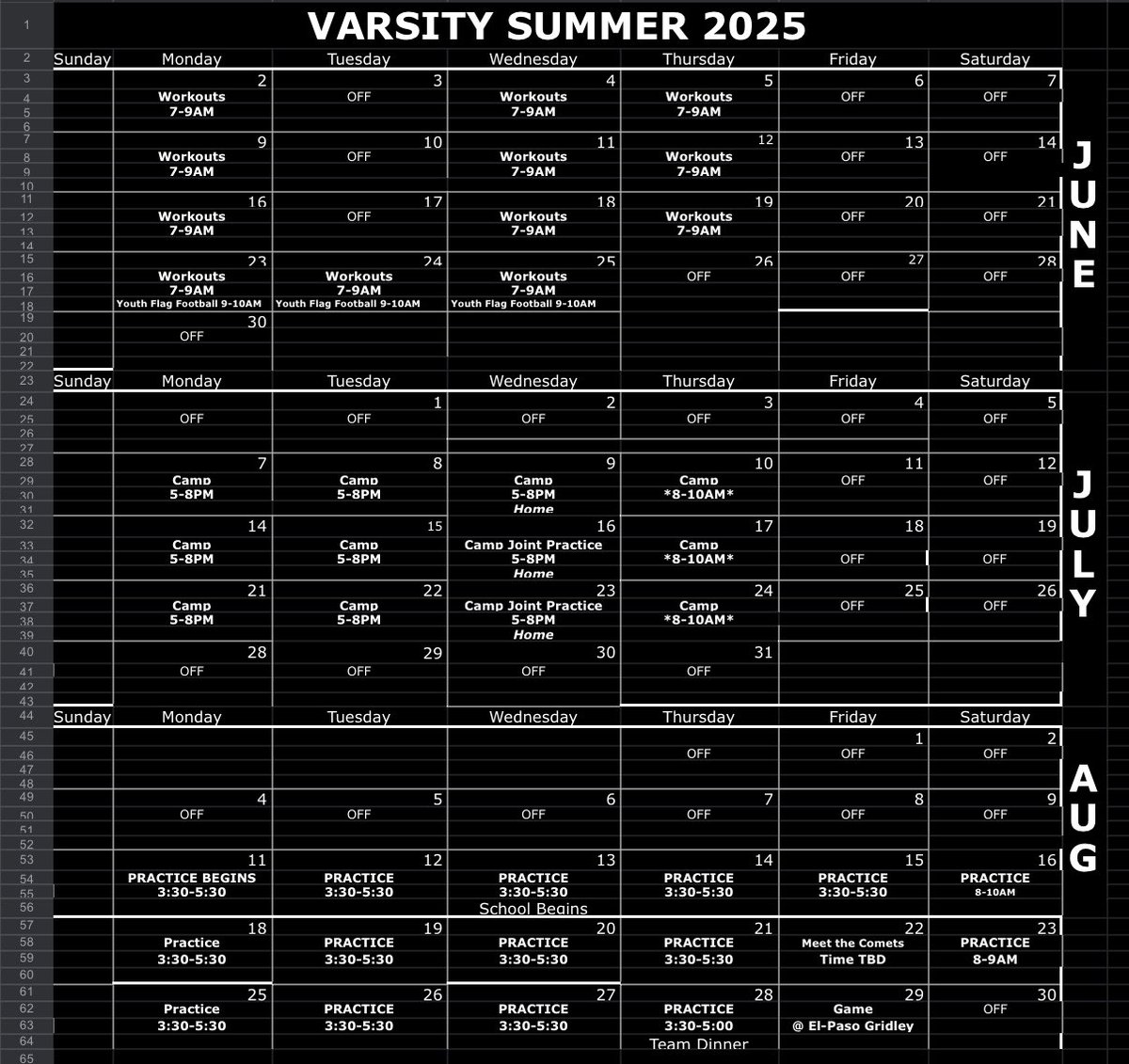 RC Athletics (@rchscomets) on Twitter photo Football Summer Calendar! Freshmen-Senior make sure to be ready for next Monday June 2nd! Football Summer Calendar! Freshmen-Senior make sure to be ready for next Monday June 2nd!