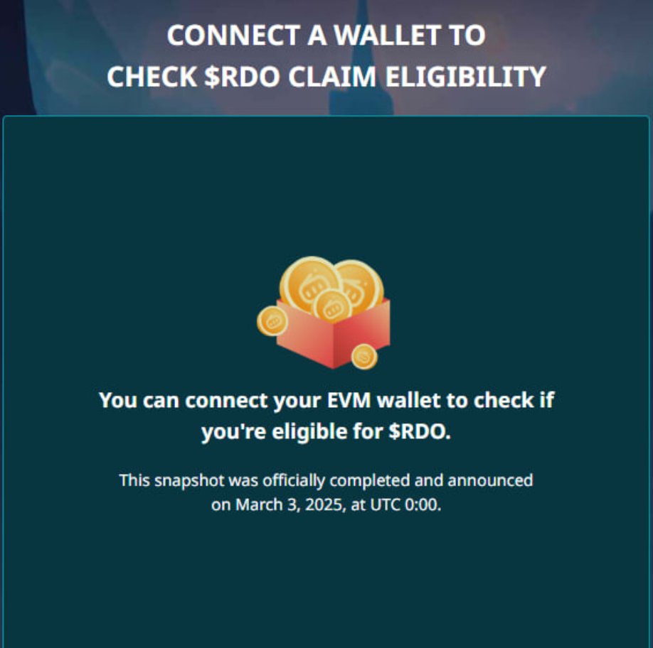 hdezlara's tweet photo. Reddio is here! 🚨 $RDO checker is now live. 🪂

Were you early to the @reddio_com ecosystem?
Now’s your chance to find out if you're eligible. ⤵️

🔗 https://t.co/HayPQAjyNG

Just connect your wallet — no forms, no guessing. 🧪
Early birds get rewarded. 🌱 #REDDIO @giverep #RDO https://t.co/PV0DBIlKmY