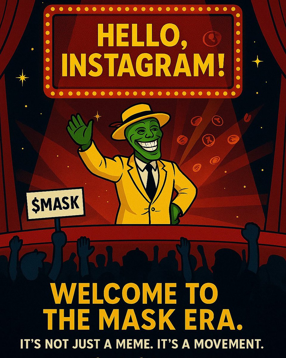 TheMaskCoinMASK's tweet image. The stage just got bigger. 🎭
We’re officially on Instagram — and it’s time to bring the $MASK magic to the feed.
Memes. Milestones. Madness.

Follow the revolution:
👉 instagram.com/TheMaskCoinMASK

#MASKarmy 🕶️ #TheMaskCoin #InstagramLaunch #crypto #memecoin #Web3 #Solana