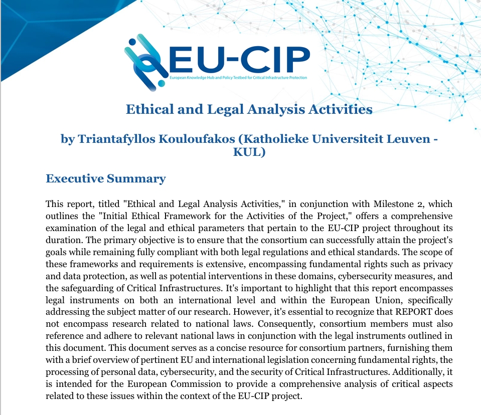 💫 EU-CIP “Ethical and Legal Analysis Activities” report is available on the Knowledge Hub
✨ Read the full report on the Knowledge Hub: knowledgehub.eucip.eu/value-added-re…