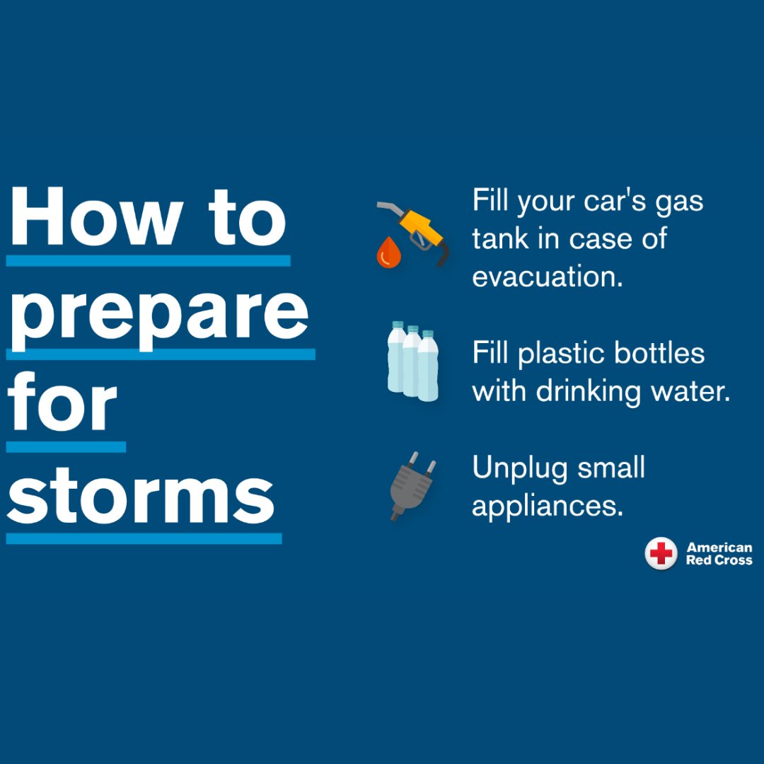 Storm season is here!🌧️ Here's our top tips for prepare for a storm. 💡 Learn more about how to stay safe at RedCross.org/storm ☔  

#StormSafety #RedCross