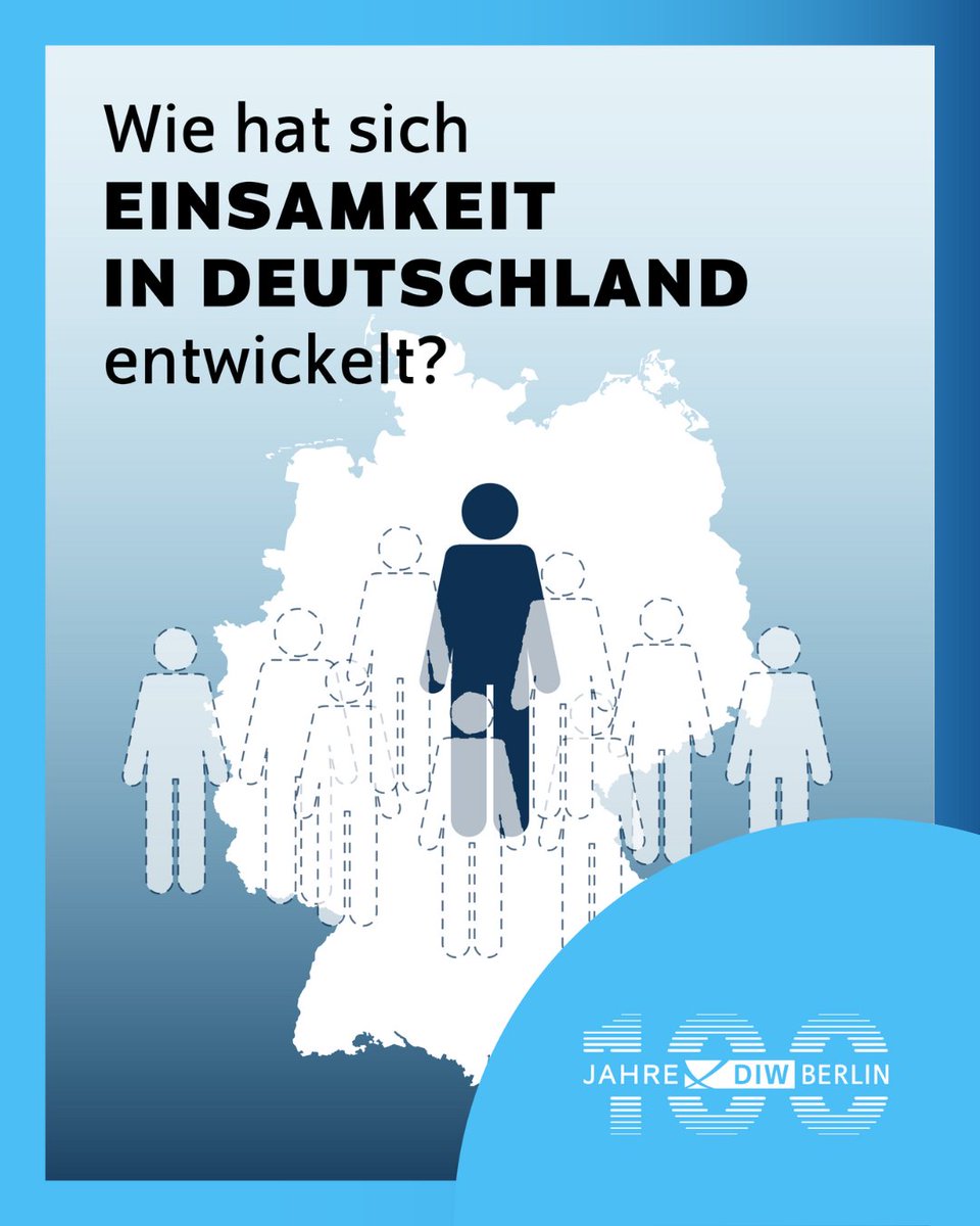 Wie einsam sind Menschen in Deutschland? Daran forscht das DIW Berlin seit mehr als 30 Jahren mithilfe von Daten des SOEP. Sind Westdeutsche einsamer als Ostdeutsche? Männer einsamer als Frauen? Junge einsamer als Alte? Unserer Jubiläumsgeschichte dazu: diw.de/de/diw_01.c.93…