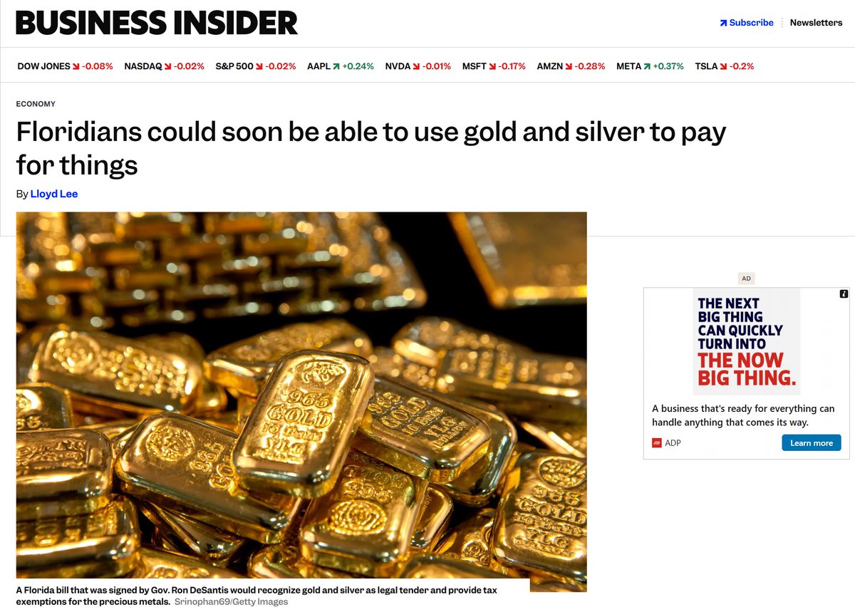🚨 BREAKING: "Florida: L'oro e l'argento diventano valuta legale grazie alla nuova legge di DeSantis"