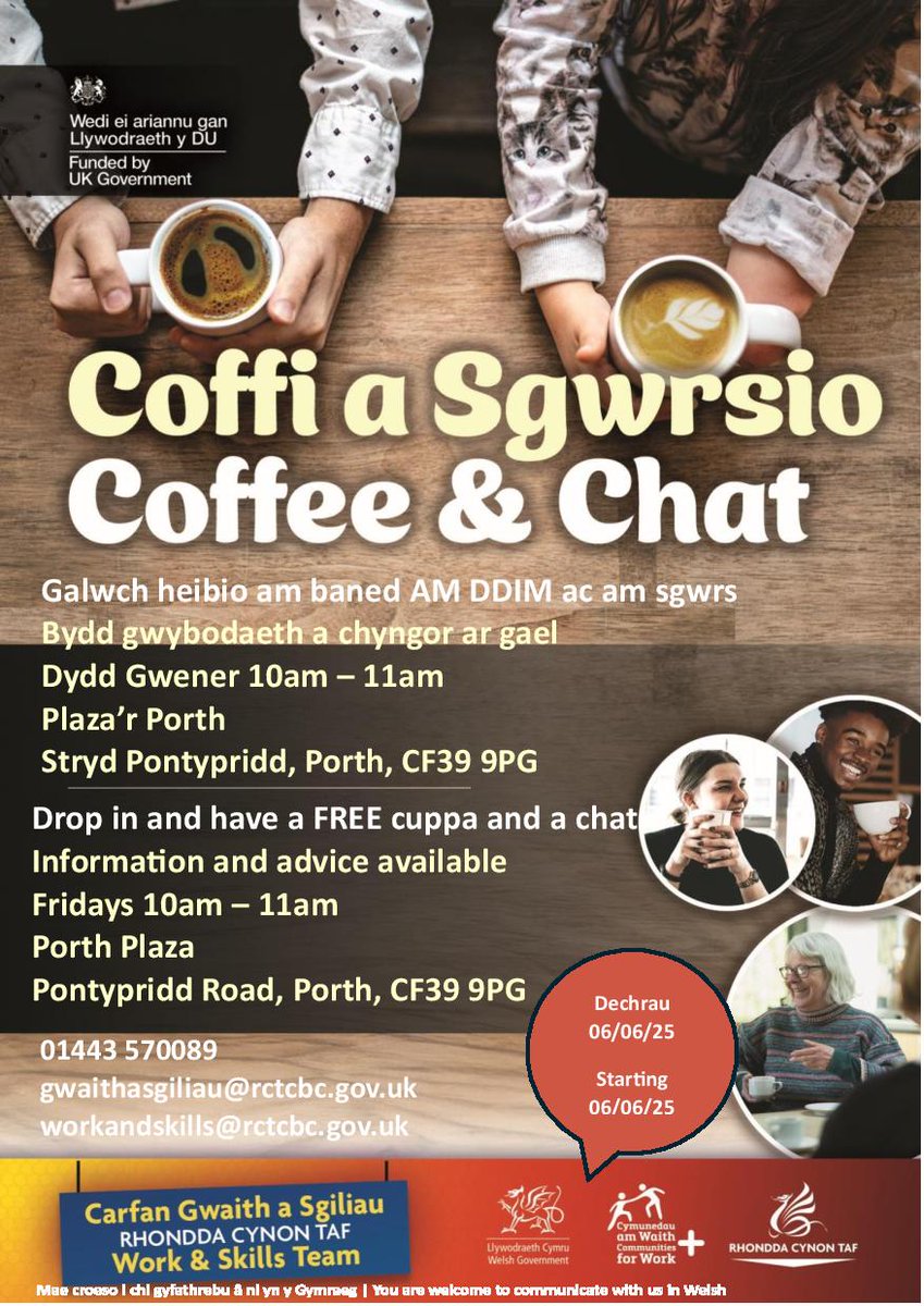 Er gwybodaeth: Mae croeso i chi rannu gyda'ch teulu a'ch ffrindiau. 
Dechrau 06.06.25

For information. Feel free to share to family and friends. 
Starting 06.06.25 

#Community #CoffeeAndChat #Social