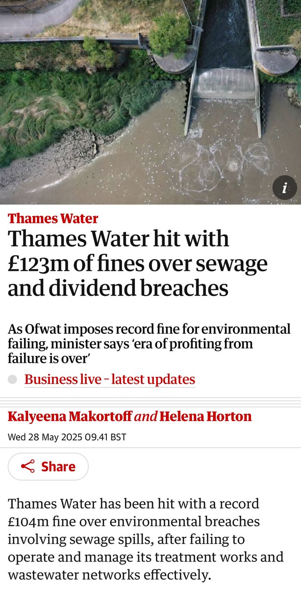 Whilst proper regulatory action is a good start, I just don’t see how this record fine from Ofwat translates into boots on the ground action to fix our broken water infrastructure.

What we need in simple terms is:

1. Fines like this to fund a team on *every* river in the