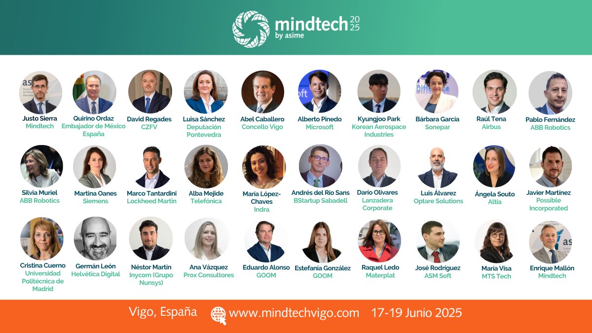 Los grandes líderes de la industria se dan cita en #Mindtech25 🌍

Del 17 al 19 de junio en Vigo, la feria de referencia del Polo Ibérico reunirá a figuras clave del sector industrial y tecnológico para debatir, inspirar y conectar.

¿Te lo vas a perder?  mindtechvigo.com/visitantes/