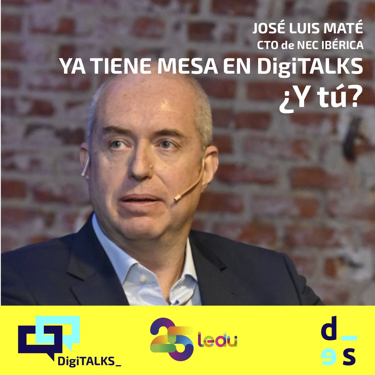🍽️ José Luis Maté, CEO de <a href="/NECSmartCities/">NEC Smart Cities</a>, ya tiene mesa en DigiTalks. ¿Y tú? Una oportunidad única para el #TalentoLedu de conversar y compartir intereses comunes.               

📲¿Quieres ser uno de los comensales? Deja tus datos: docs.google.com/forms/d/e/1FAI…