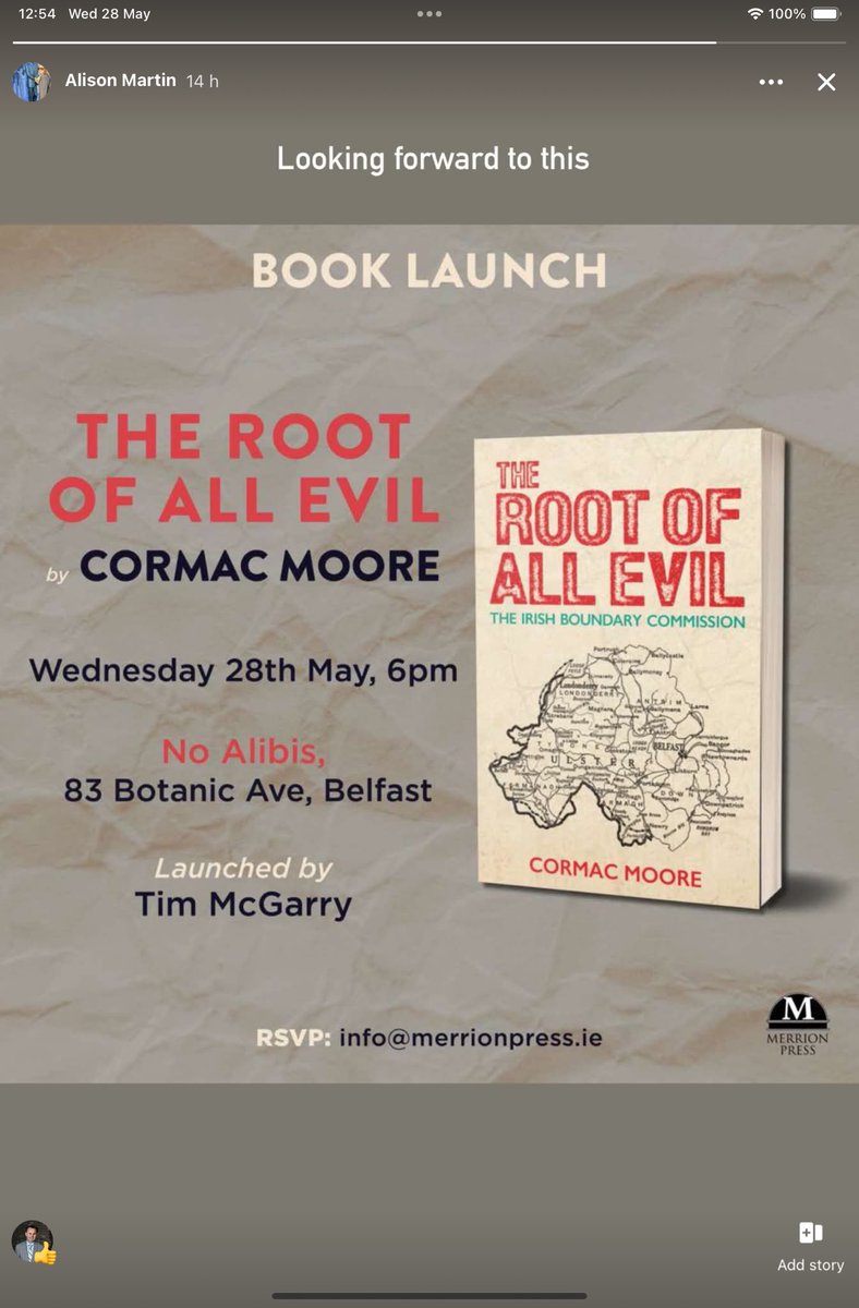 Alison Martin (@a_martin33) on Twitter photo Great to attend the launch of Cormac Moore’s new book ‘The Root of all Evil. The Irish Boundary Commission.’ Good luck with the book <a href="/cormacmoore/">Cormac Moore</a> Great to attend the launch of Cormac Moore’s new book ‘The Root of all Evil. The Irish Boundary Commission.’ Good luck with the book <a href="/cormacmoore/">Cormac Moore</a>