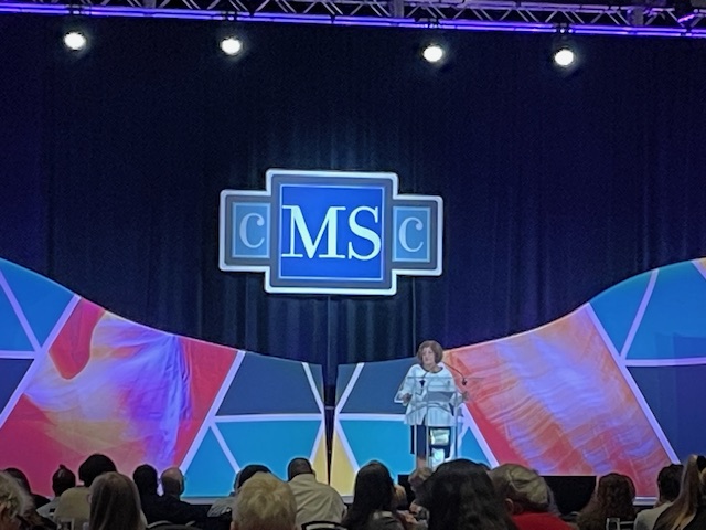 IJMSCtweets's tweet photo. When Marie Namey asked how many people had attended 30+ #CMSC meetings, about 8 people stood! Pioneers of #ComprehensiveCare still here to learn from at #CMSC2025. https://t.co/8df6FebNSY