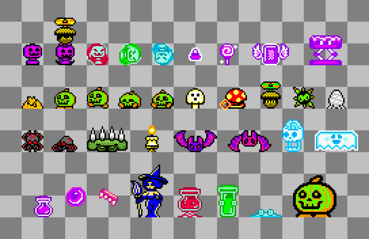 MaxBeforeTheOne's tweet image. Won't have much to share gameplay-wise for a bit since I'm currently working on a bunch of back-end stuff for Candy Quest. So, I'm gonna share some sprite work in the meantime, starting off with the Fall Forest!
#indiedev #gamedev #indiegame #Nintendo #gameboy #gbstudio #pixelart