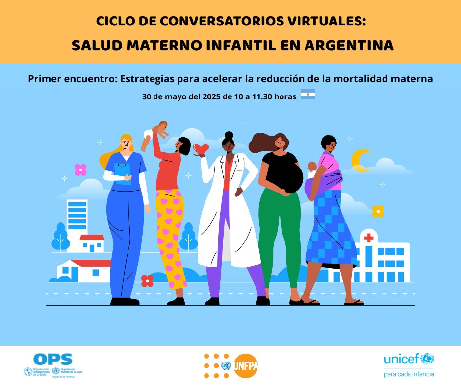 UNICEF ARGENTINA (@unicefargentina) on Twitter photo 🗣️ Te invitamos a ser parte de una serie de encuentros organizados por junto a <a href="/UNFPAargentina/">UNFPA Argentina</a> y <a href="/opsargentina/">OPS/OMS Argentina</a> para dialogar, reflexionar y compartir experiencias sobre los desafíos actuales en salud materno infantil.
🔵 Primer Encuentro: Estrategias para acelerar la reducción 🗣️ Te invitamos a ser parte de una serie de encuentros organizados por junto a <a href="/UNFPAargentina/">UNFPA Argentina</a> y <a href="/opsargentina/">OPS/OMS Argentina</a> para dialogar, reflexionar y compartir experiencias sobre los desafíos actuales en salud materno infantil.
🔵 Primer Encuentro: Estrategias para acelerar la reducción