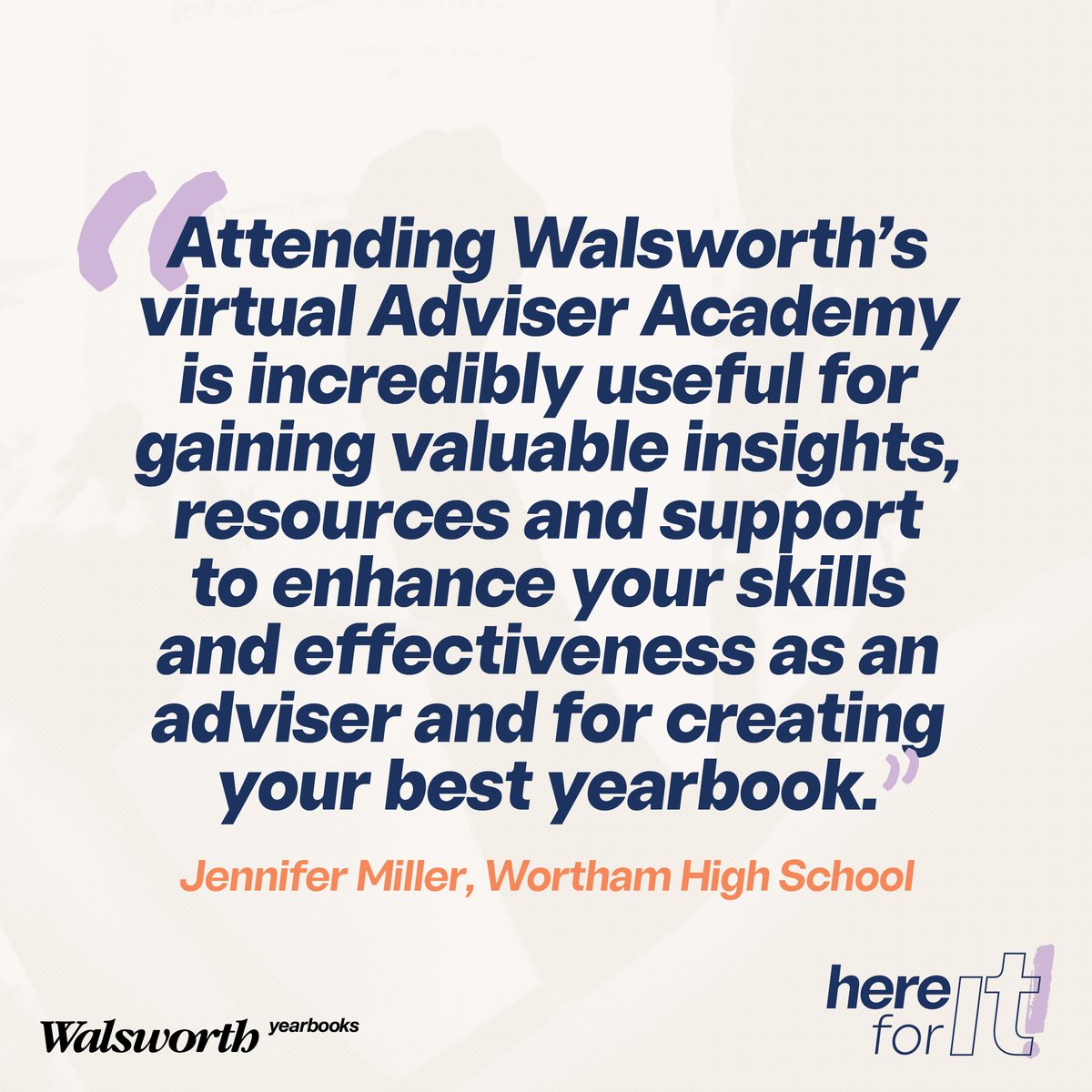Why should you register for our Virtual Adviser Academy? Jennifer Miller, adviser at Wortham High School, shares her experience from last year! Sign up today at link.walsworthyearbooks.com/AdviserAcademy. #Walsworth #Yearbooks. #Walsworth #Yearbooks