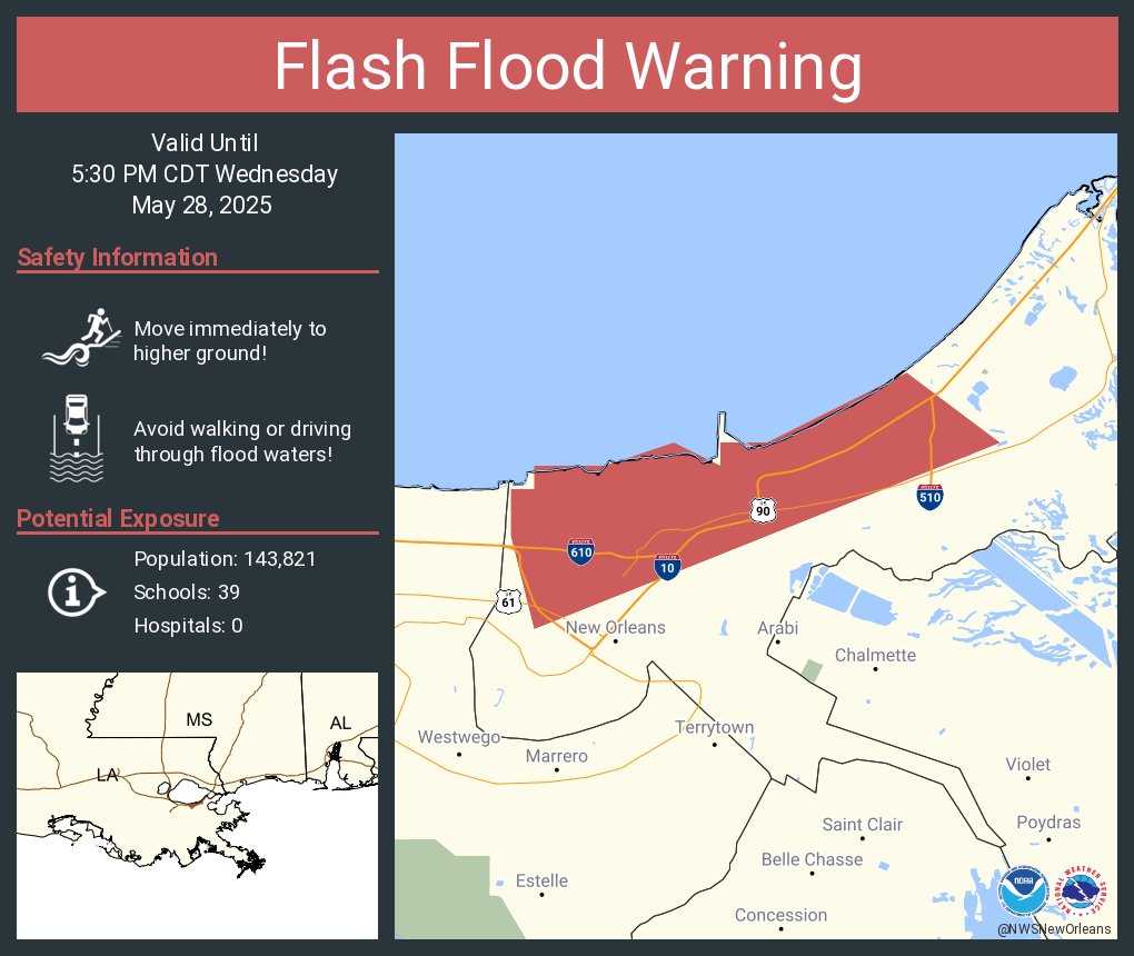 Flash Flood Warning including Orleans Parish, LA until 5:30 PM CDT