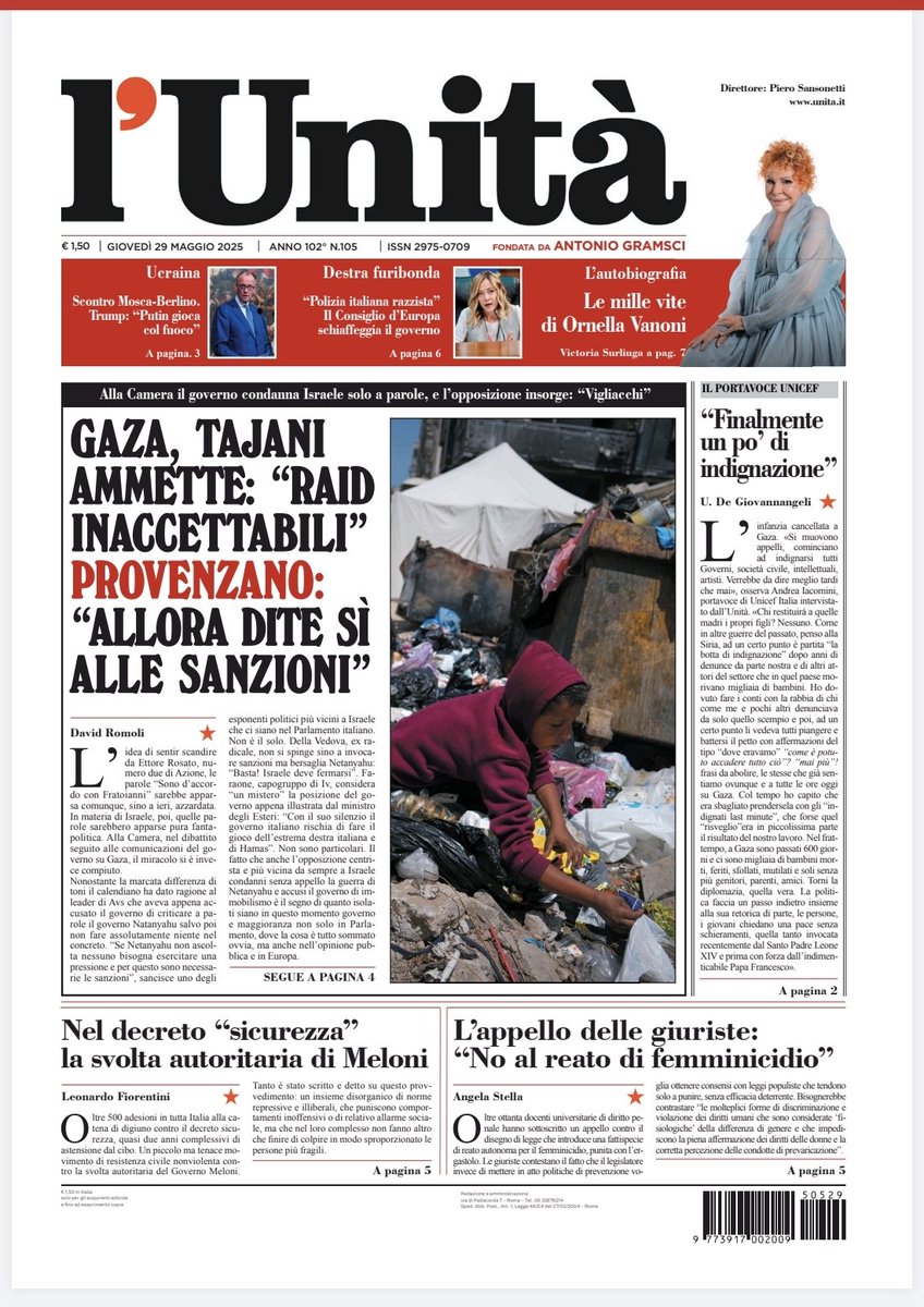 📰 La prima pagina dell’#Unità del #29maggio

Abbonati subito: bit.ly/ABBONATI-SUBITO