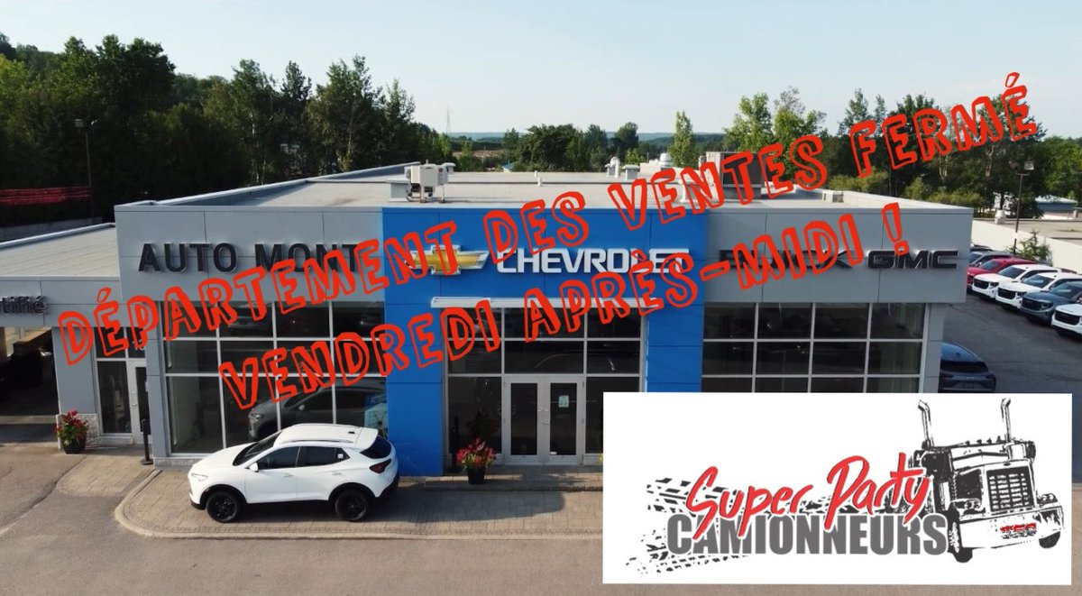 🎉 Vendredi PM = ON PREND LA ROUTE!

Notre équipe de vente sera absente dès midi pour le Super Party des Camionneurs! 🚛🔥

📍 Service et pièces ouverts jusqu’à 17h.