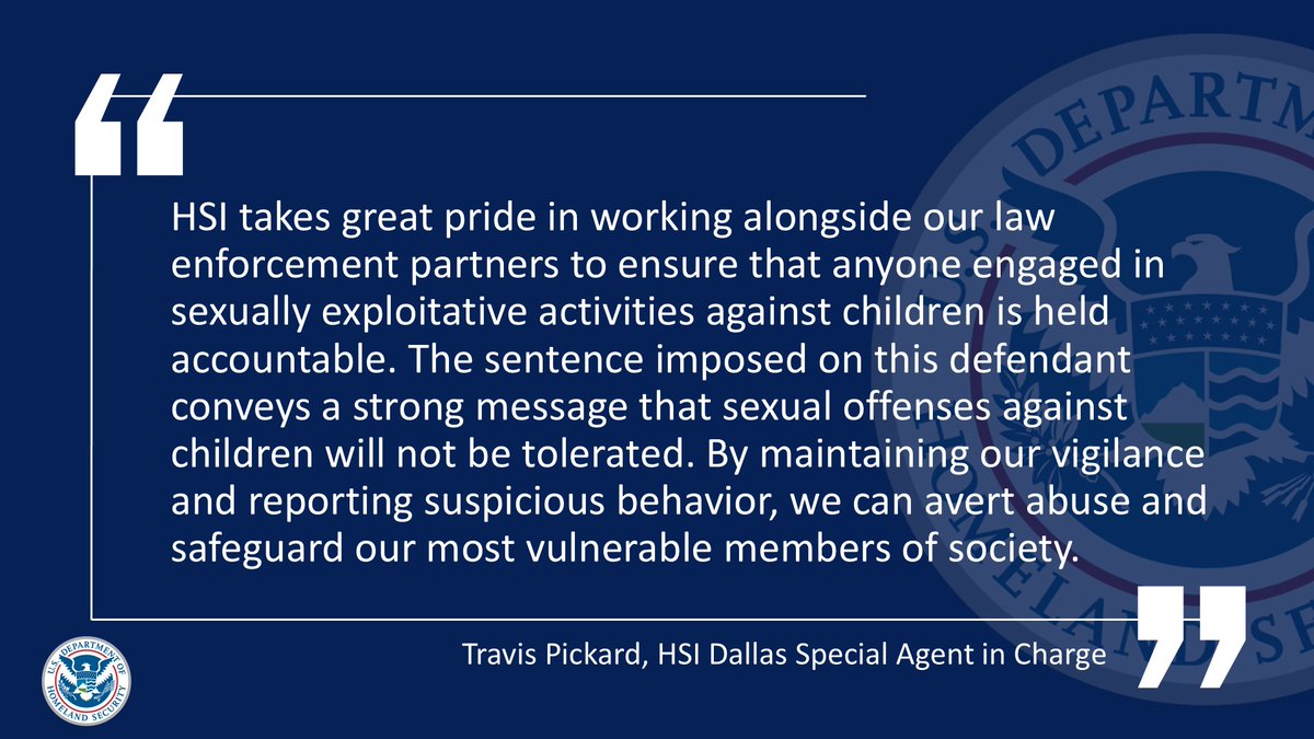 HSI_Dallas's tweet image. Former coach and child predator sentenced to 22 years for sexual crimes against three minor children following HSI Tulsa led investigation. justice.gov/usao-ndok/pr/f…
