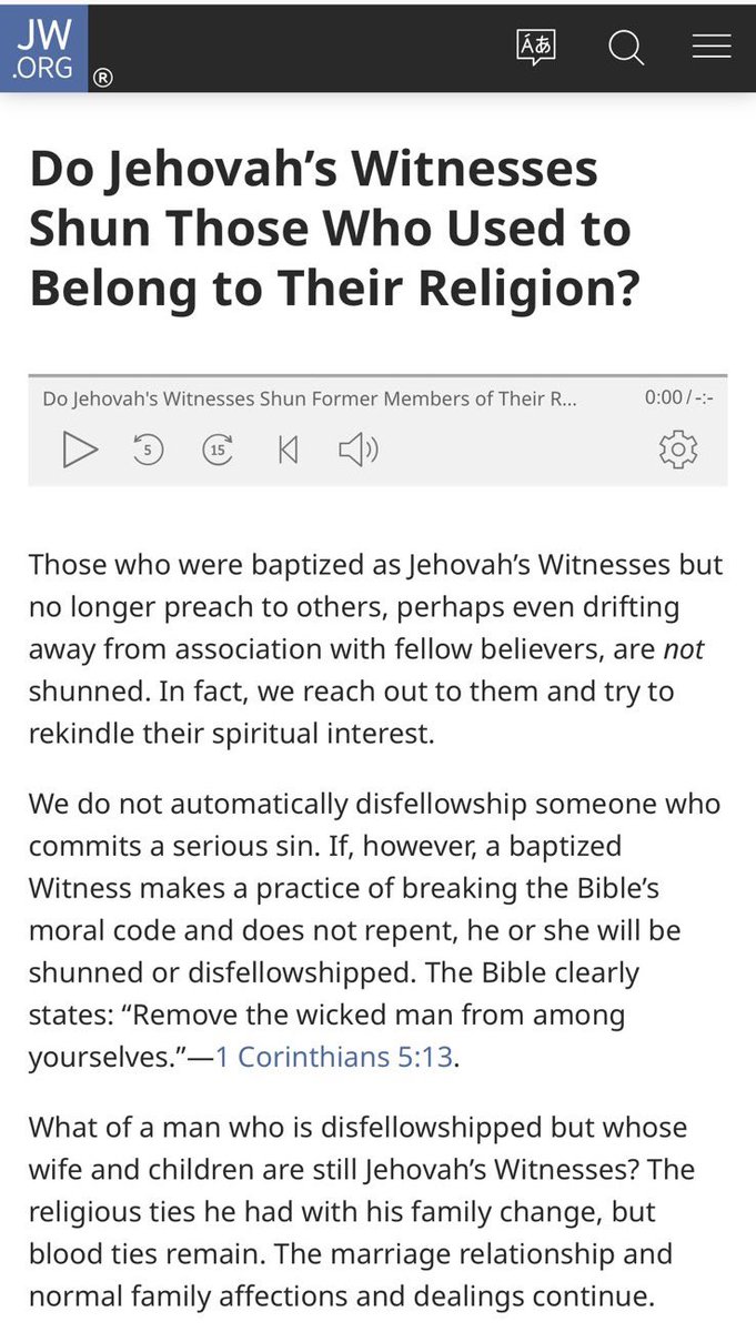 Larchwood20's tweet photo. #JW org has replaced the FAQ  article where they said they shunned those who used to belong to their religion… https://t.co/xzzSibRWt9