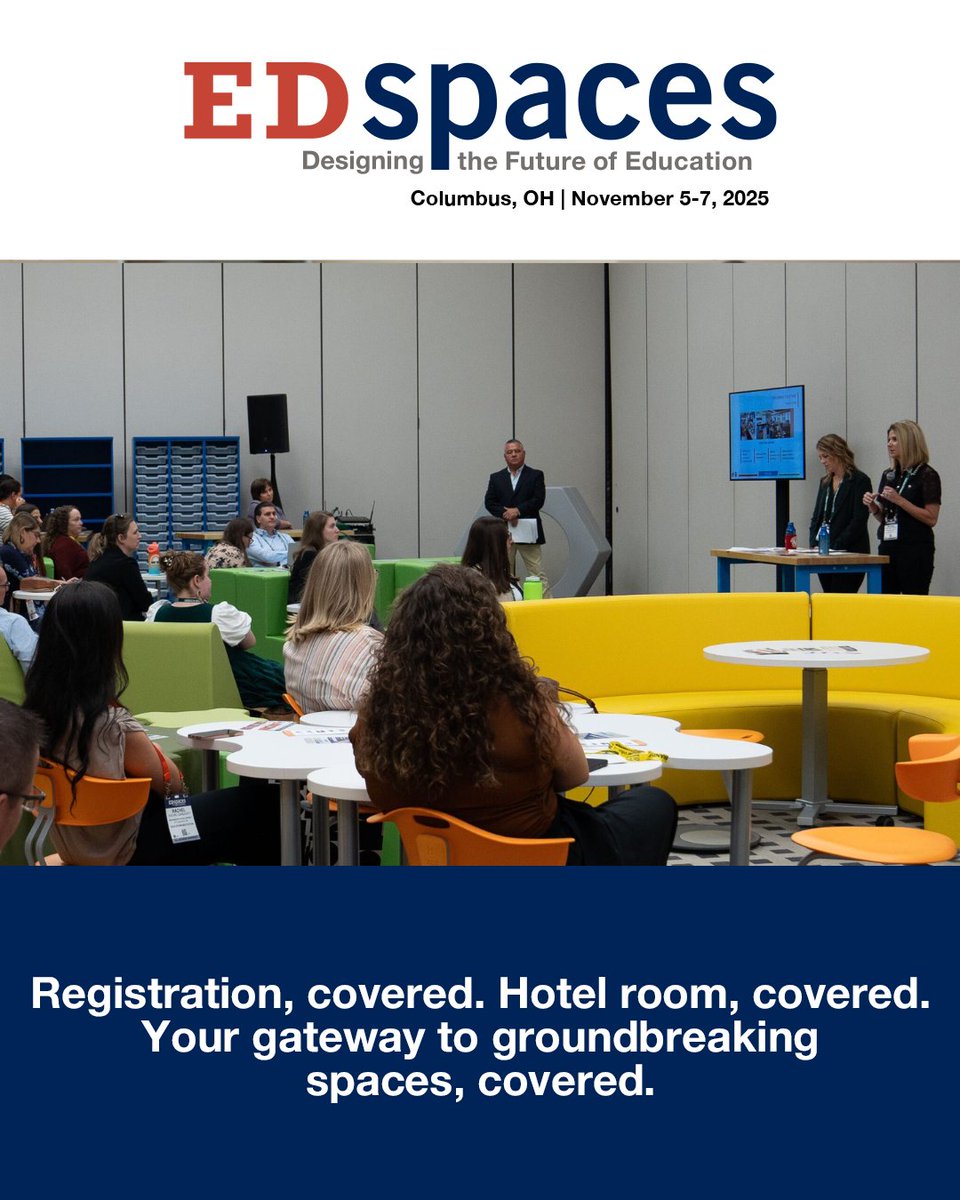 The #EDspaces 2025 Scholarship Program is accepting applications! Scholarship winners receive complimentary full conference registration and up to three nights of hotel accommodations at an EDspaces 2025 hotel.

Learn More: bit.ly/4jl39H9
