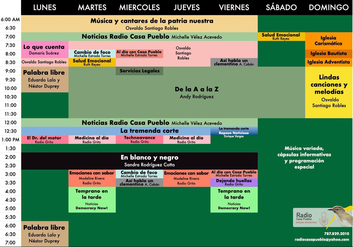 Esta es nuestra nueva programación en Radio Casa Pueblo. ¡Ayúdanos a compartir!