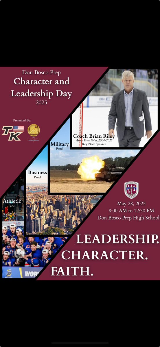 I was honored to serve as the Keynote Speaker for Don Bosco Prep’s Character and Leadership Day. It was a privilege to speak to such inspiring young leaders and reflect on the legacy of alum MAJ Thomas Kennedy, whose life exemplified courage, character, and service.

#TK