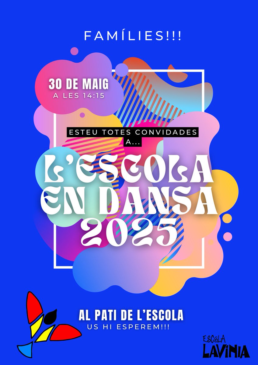 :

🎉✨ L'ESCOLA EN DANSA 💃🕺

Aquest divendres us convidem a gaudir d’una tarda plena de moviment, ritme i emoció! 🎶💫 Els infants han treballat de valent i estan desitjant mostrar-vos tot el que han preparat! 👏❤️

🗓️ No hi falteu!